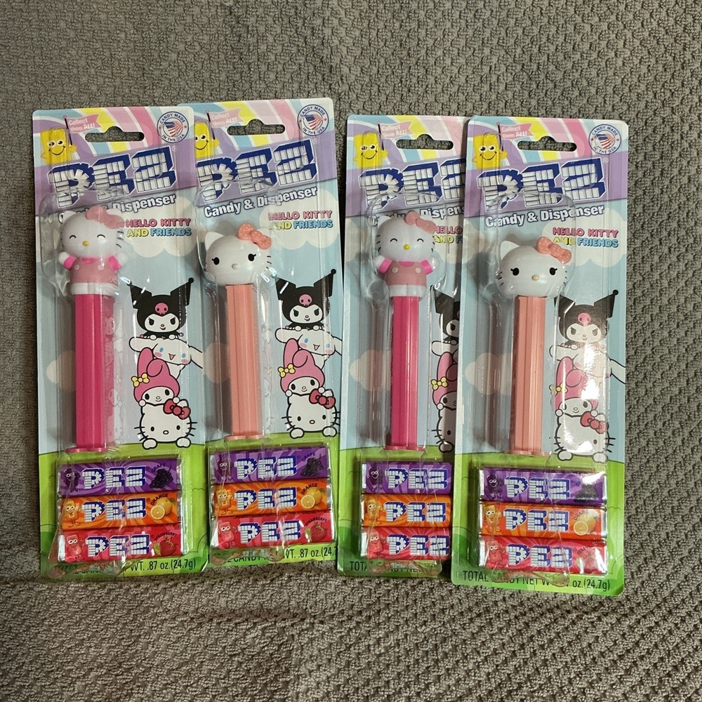 4x Hello Kitty & Friends Candy‎ PEZ Dispensers NEW Grape/orange/strawberry